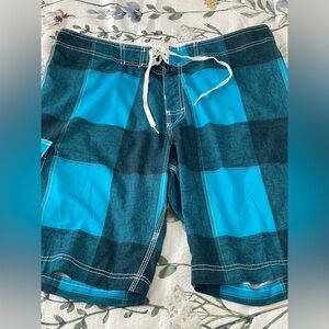 Billabong 36 Blue and Black Plaid Men's‎ Swim Shorts 359